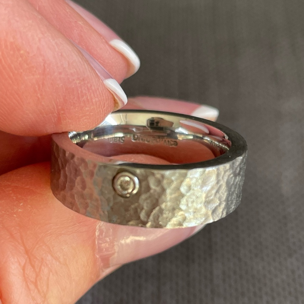 Stainless Steel & Diamond ring size 8.5 US
